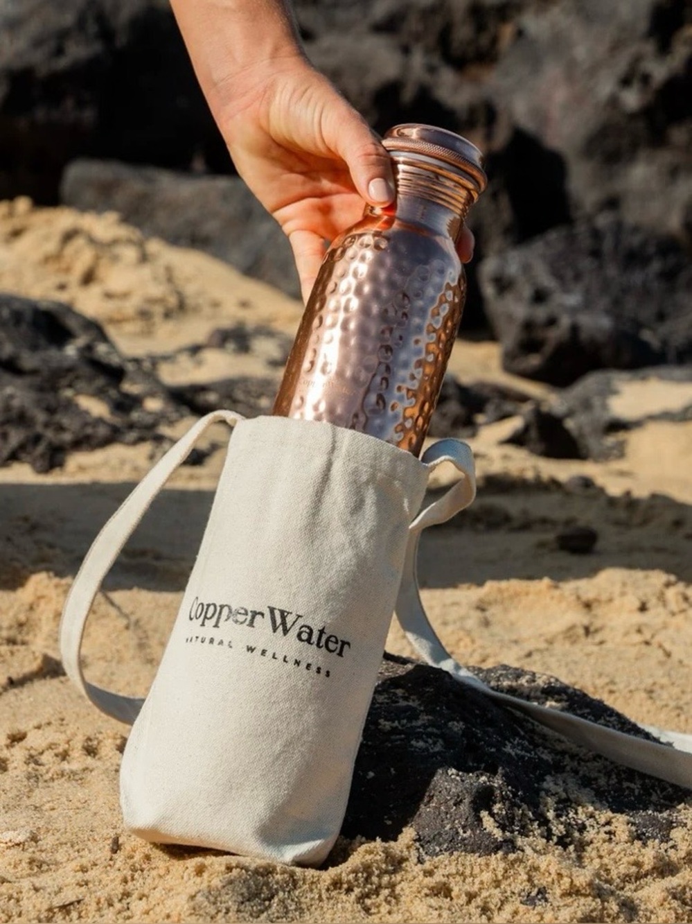 Natural Wellness Copper Bottle Crossbody Pouch - Cream